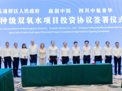 五通橋區(qū)人民政府、贏創(chuàng)工業(yè)集團(tuán)與福華化學(xué)舉行特種級(jí)雙氧水項(xiàng)目簽約儀式